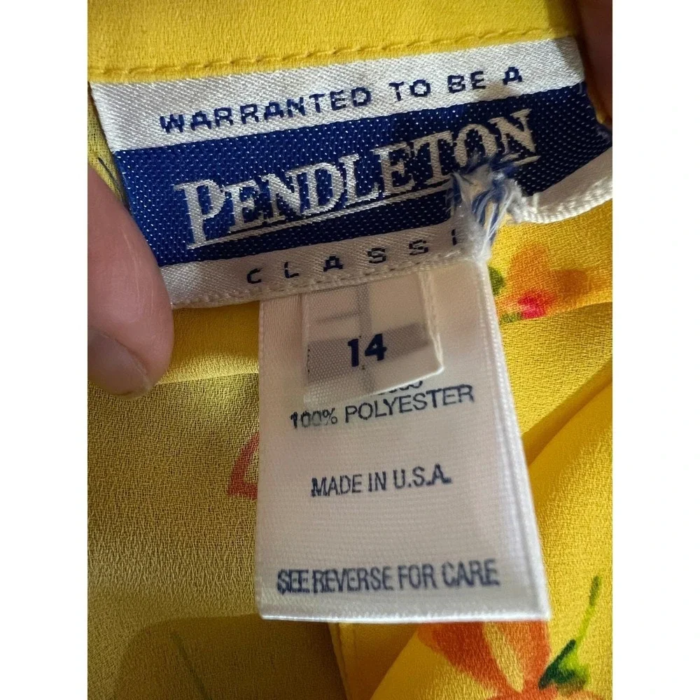 Vintage Pendleton Yellow Floral Matching Set Top Skirt Button Front USA 12/14